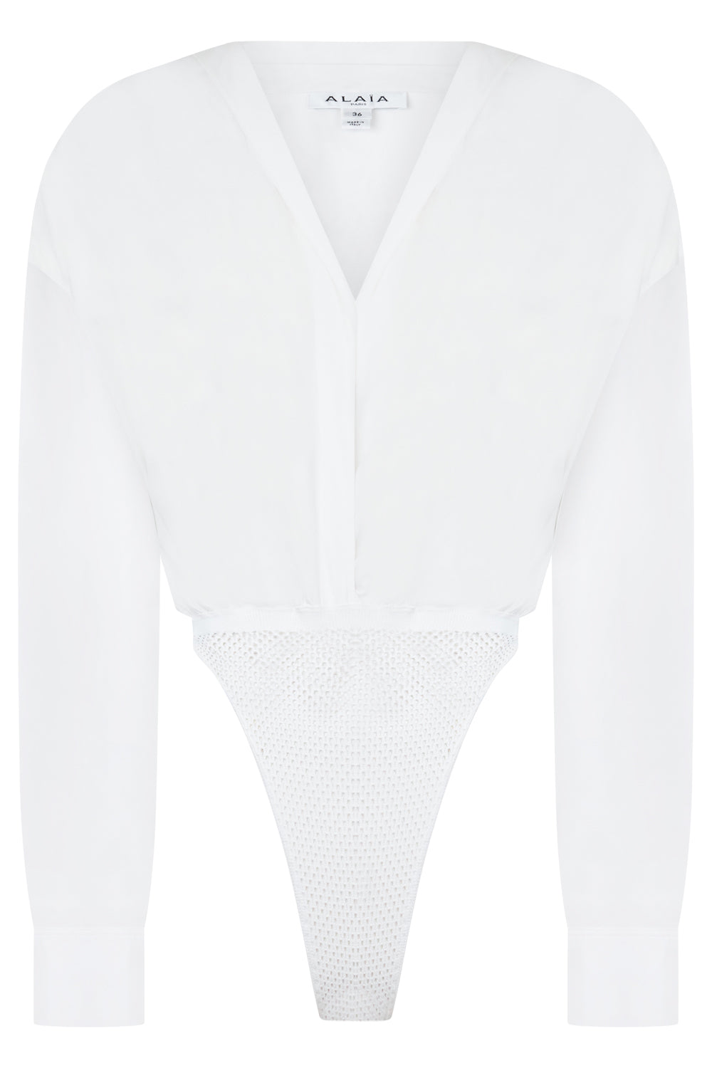 ALAIA RTW Hooded Poplin Bodysuit | White
