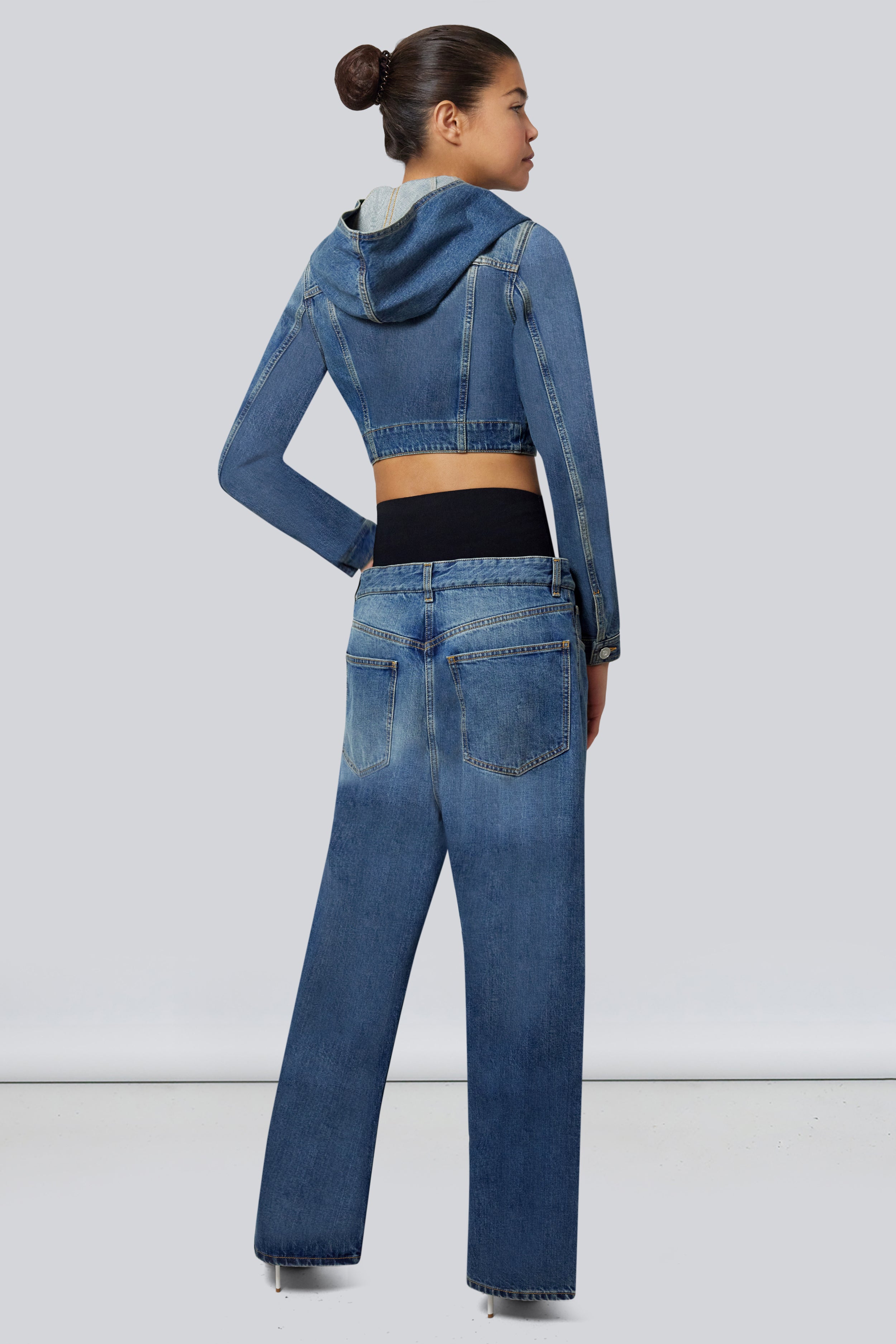 ALAIA RTW Knit Belt with Denim Pant | Vintage Blue