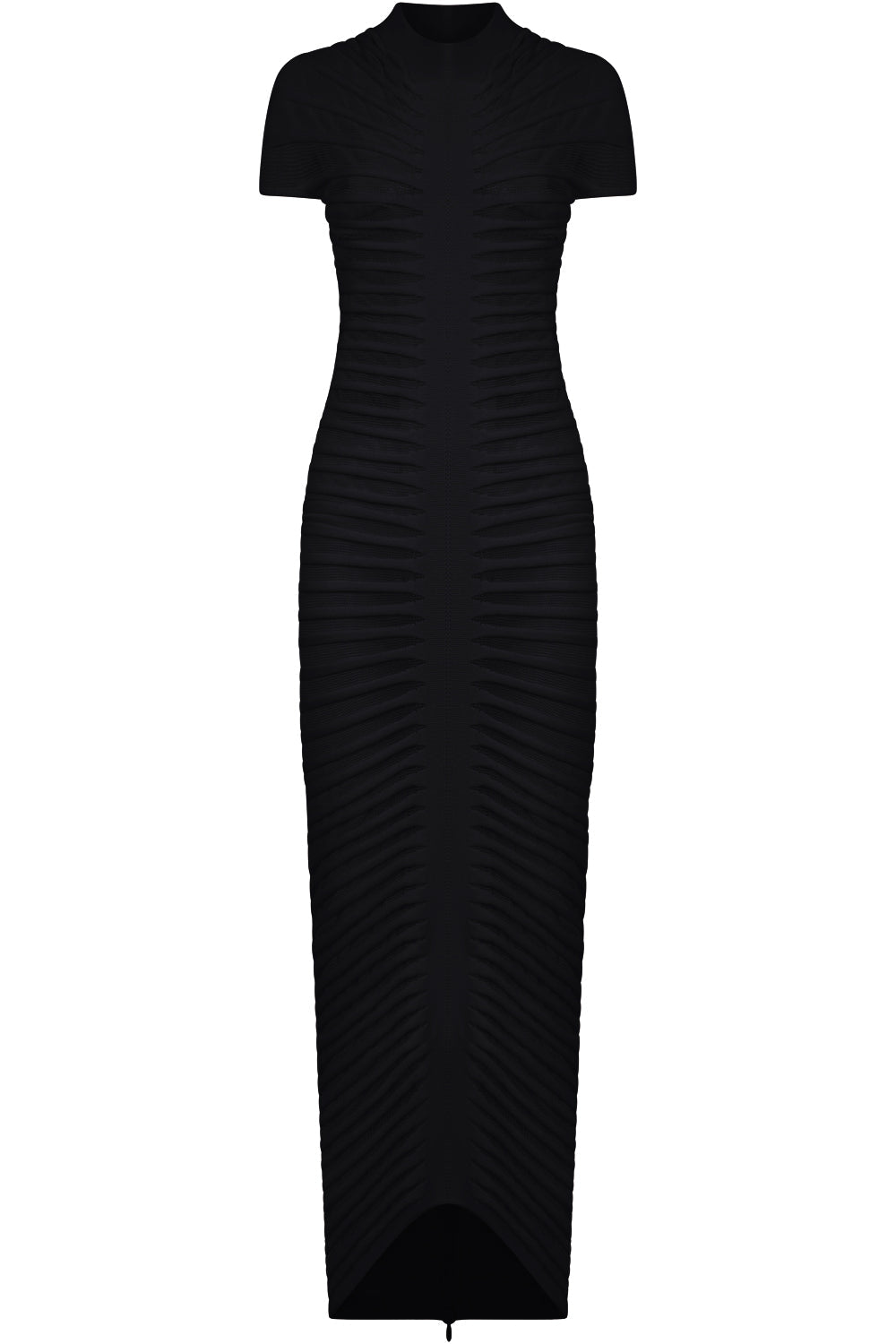 ALAIA RTW SKELETON SHEER COLUMN DRESS | BLACK