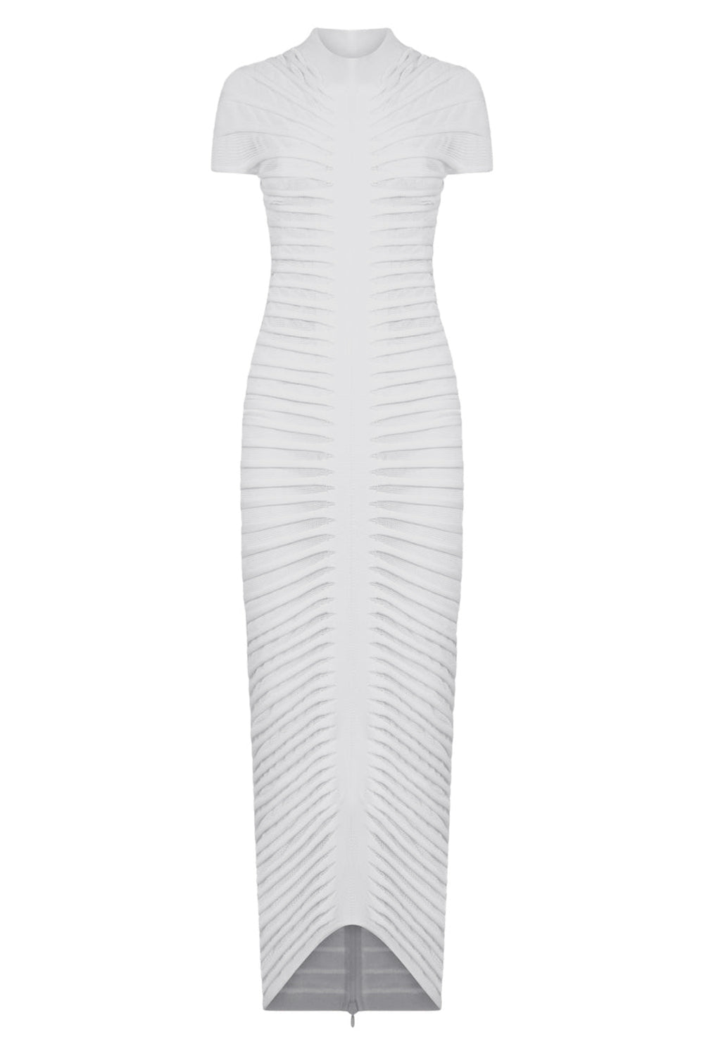 ALAIA RTW SKELETON SHEER COLUMN DRESS | WHITE