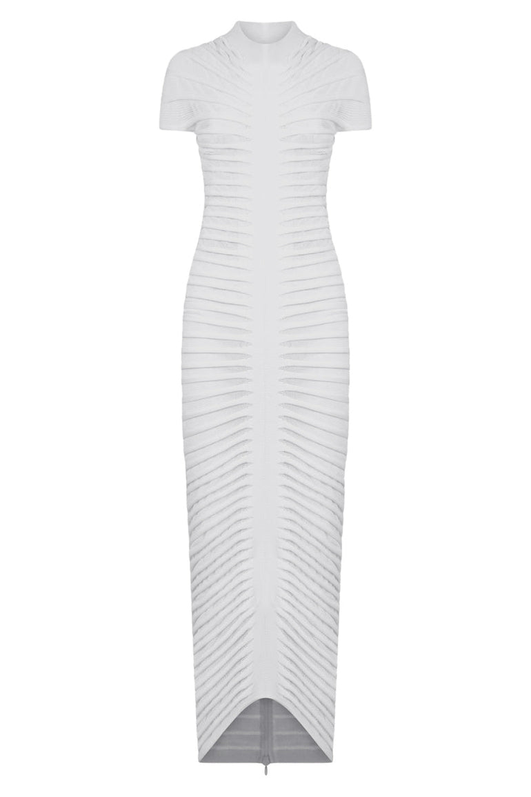 ALAIA RTW SKELETON SHEER COLUMN DRESS | WHITE
