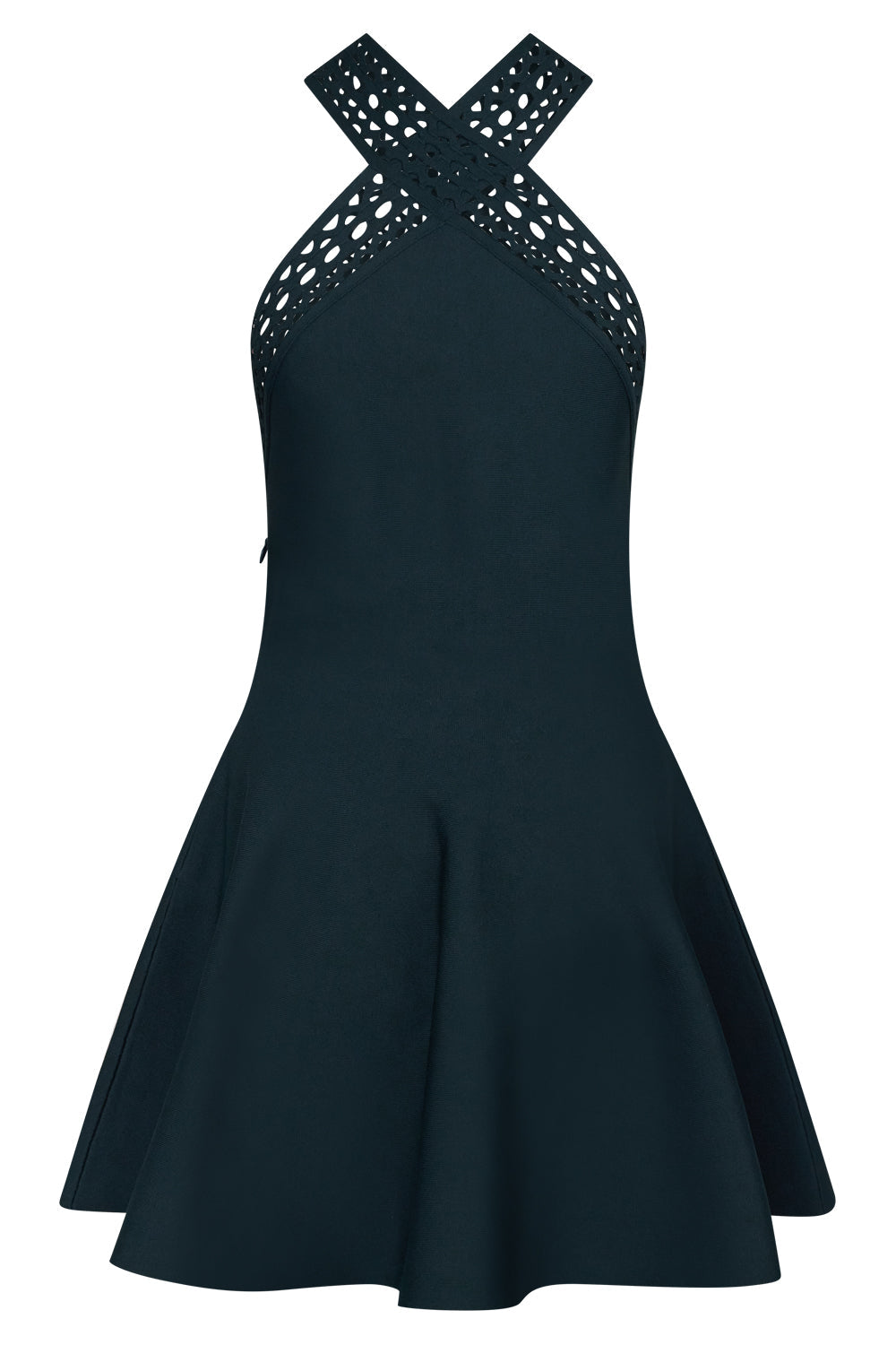 ALAIA VIVIENNE SKATER CROSSOVER DRESS DARK GREEN NEW SEASON