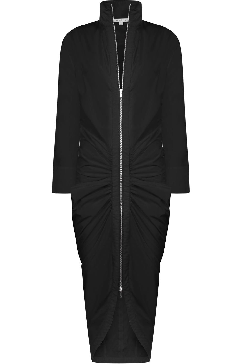 ALAIA RTW ZIPPED L/S COTTON POPLIN DRESS | BLACK