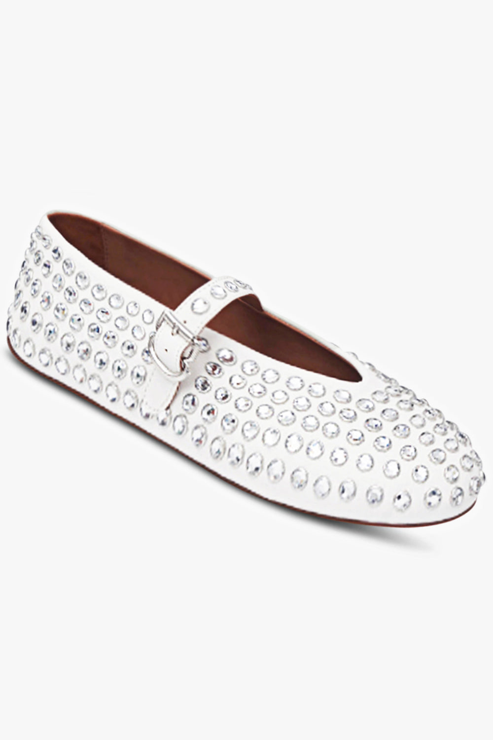Crystal Embellished Ballet Flat | White – Parlour X