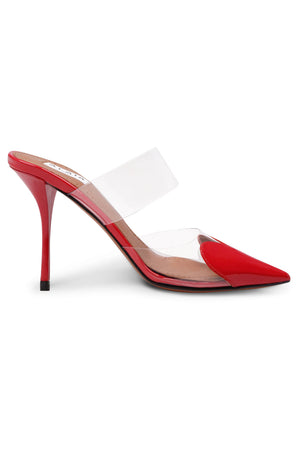 ALAIA SHOES Patent Heart Mules 90mm | Red