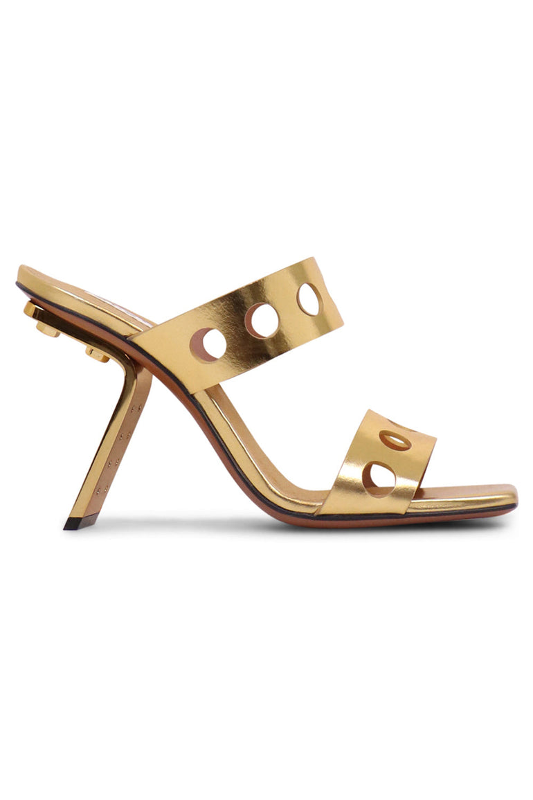 ALAIA SHOES PERFO MULE 100MM | GOLD