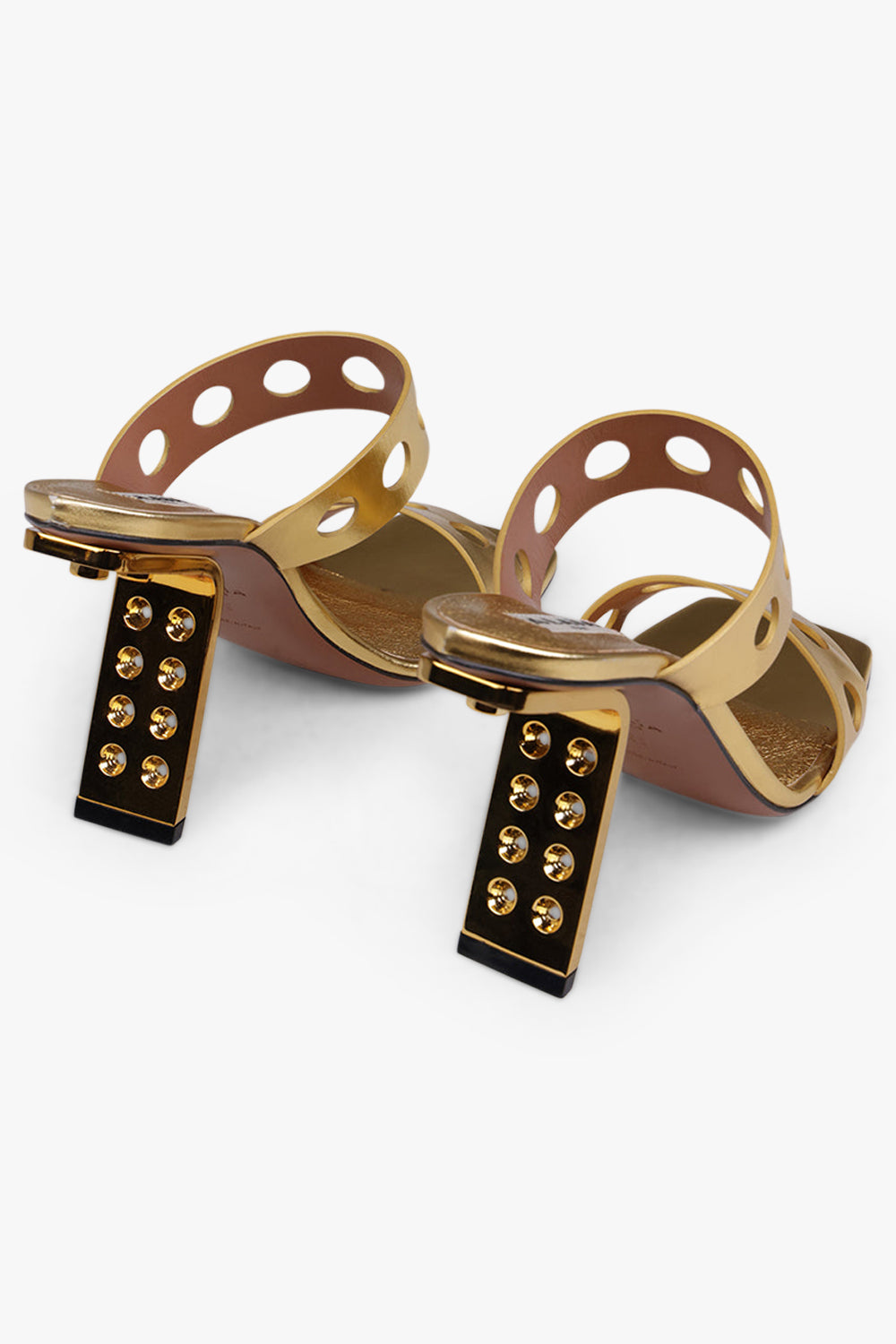 ALAIA SHOES PERFO MULE 100MM | GOLD