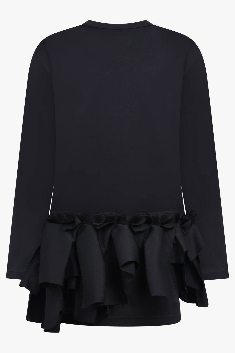 COMME DES GARCONS RTW Crew Neck L\S  Top with Ruffle Hem | Black