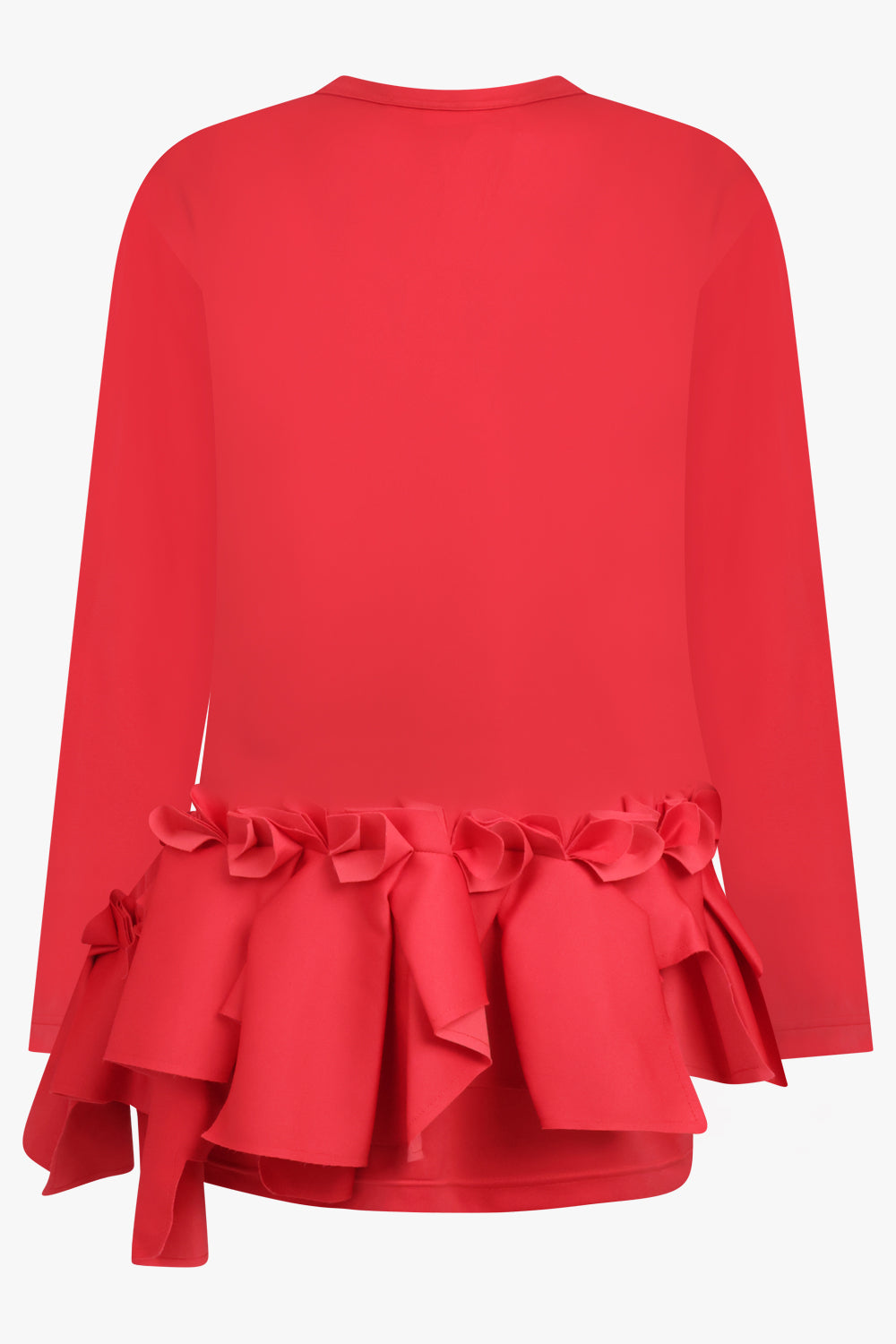 COMME DES GARCONS RTW Crew Neck L\S  Top with Ruffle Hem | Red