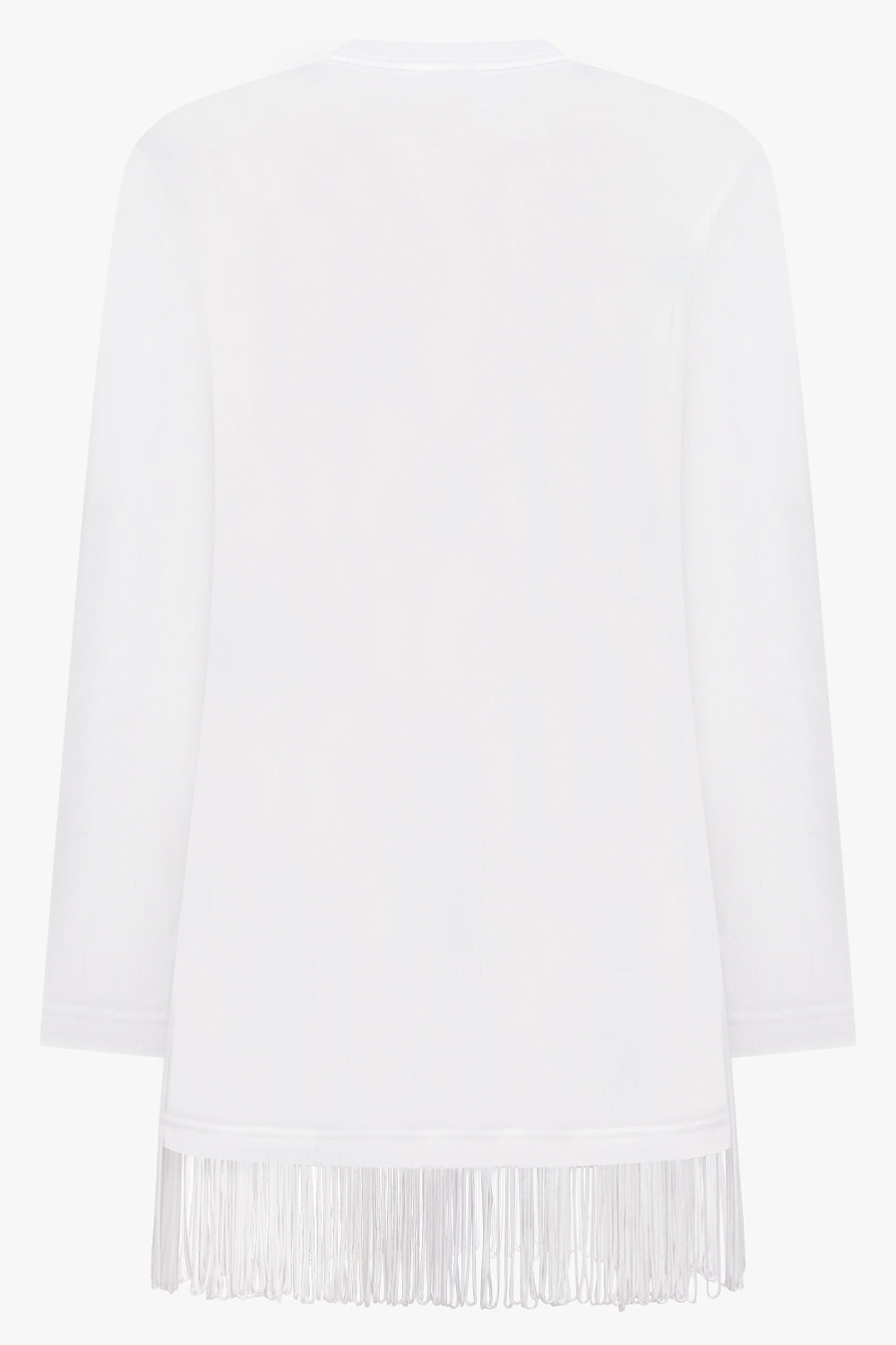 COMME DES GARCONS RTW Crew Neck L\S Top with Tassel Hem | White