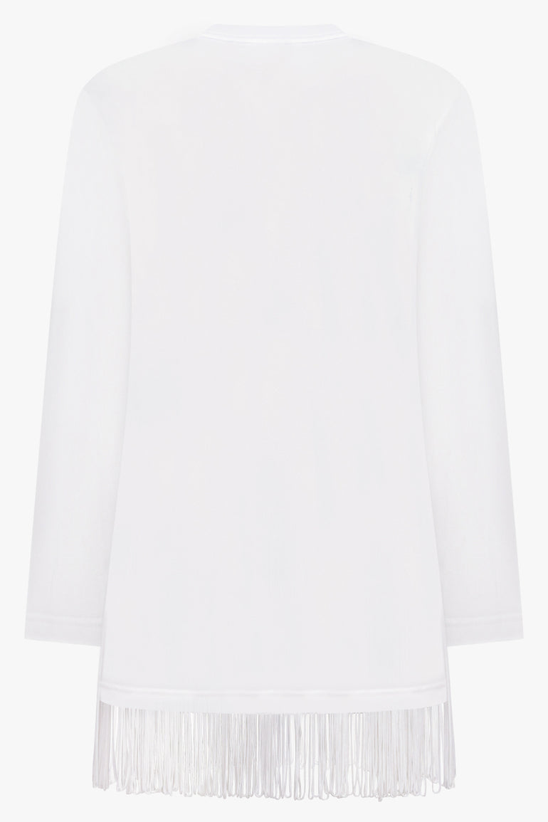 COMME DES GARCONS RTW Crew Neck L\S Top with Tassel Hem | White