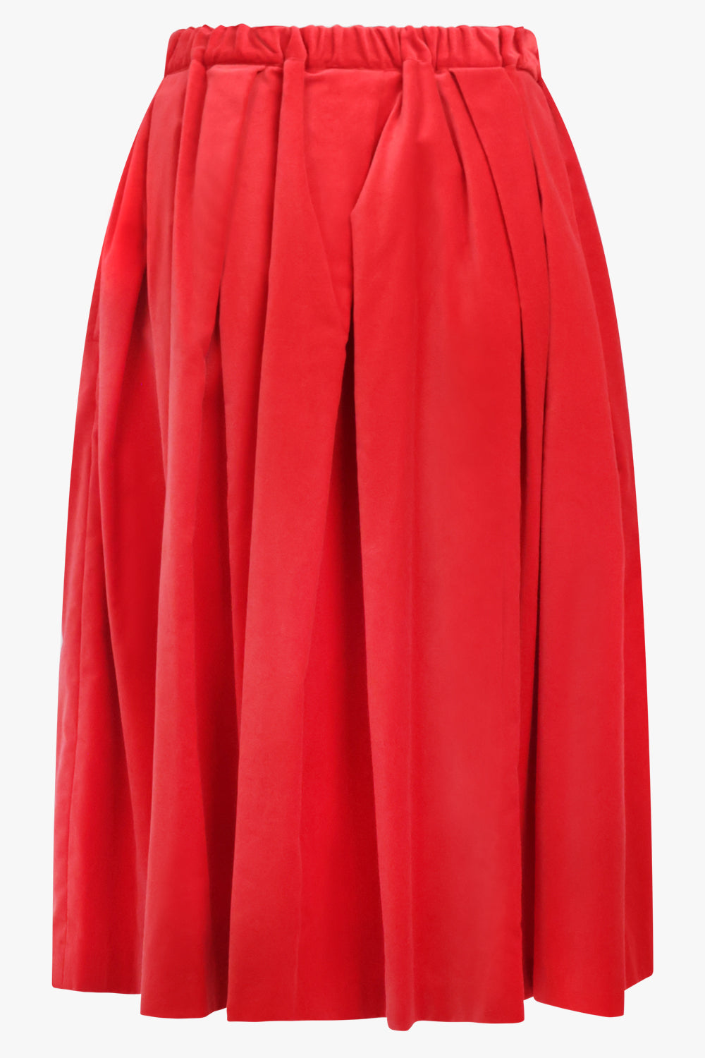 COMME DES GARCONS RTW Elastic Waist Velvet Pleat Midi Skirt | Red