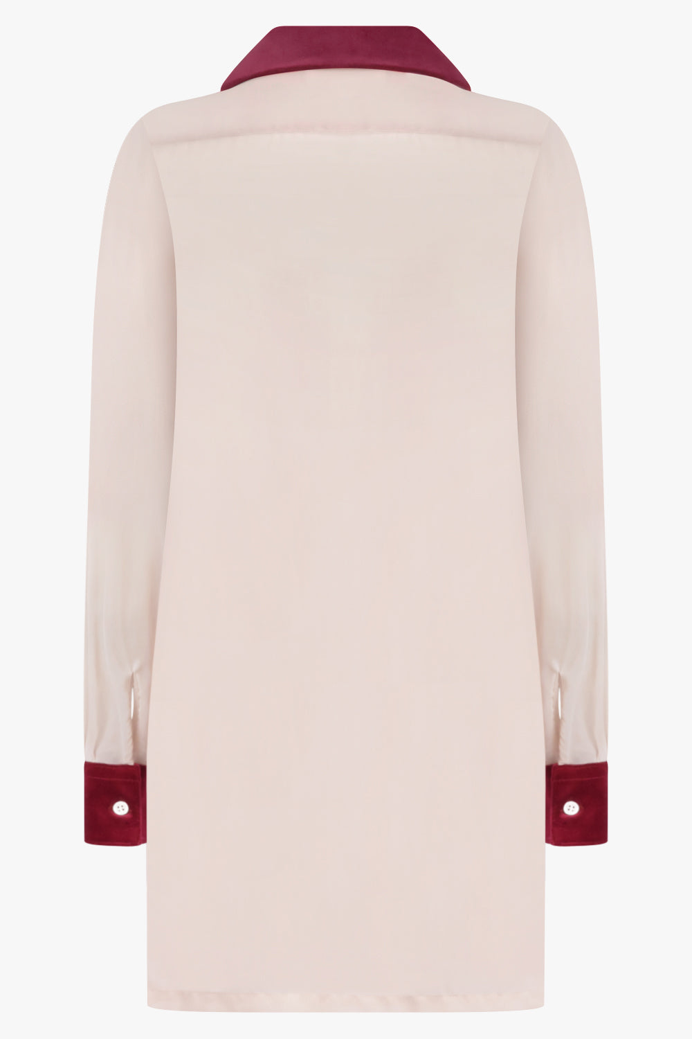 COMME DES GARCONS RTW Ruffle Embellish L/S Shirt With Velvet Trim | Beige/Burgundy