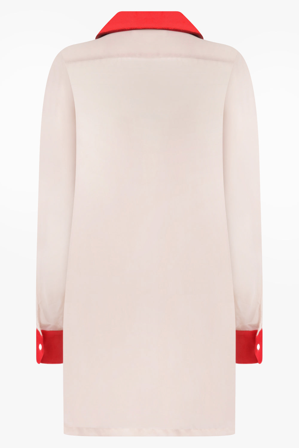 COMME DES GARCONS RTW Ruffle Embellish L/S Shirt With Velvet Trim | Beige/Red