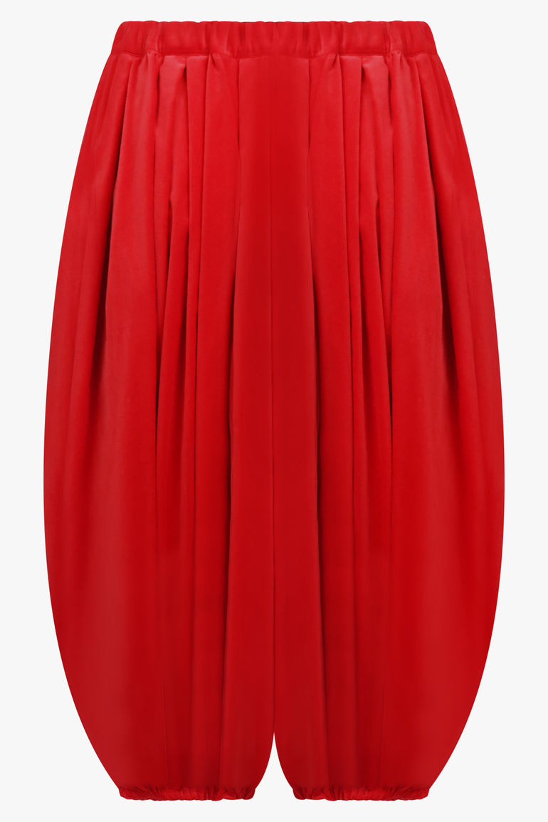 COMME DES GARCONS RTW Elastic Waist Velvet Drop Crotch Pant | Red