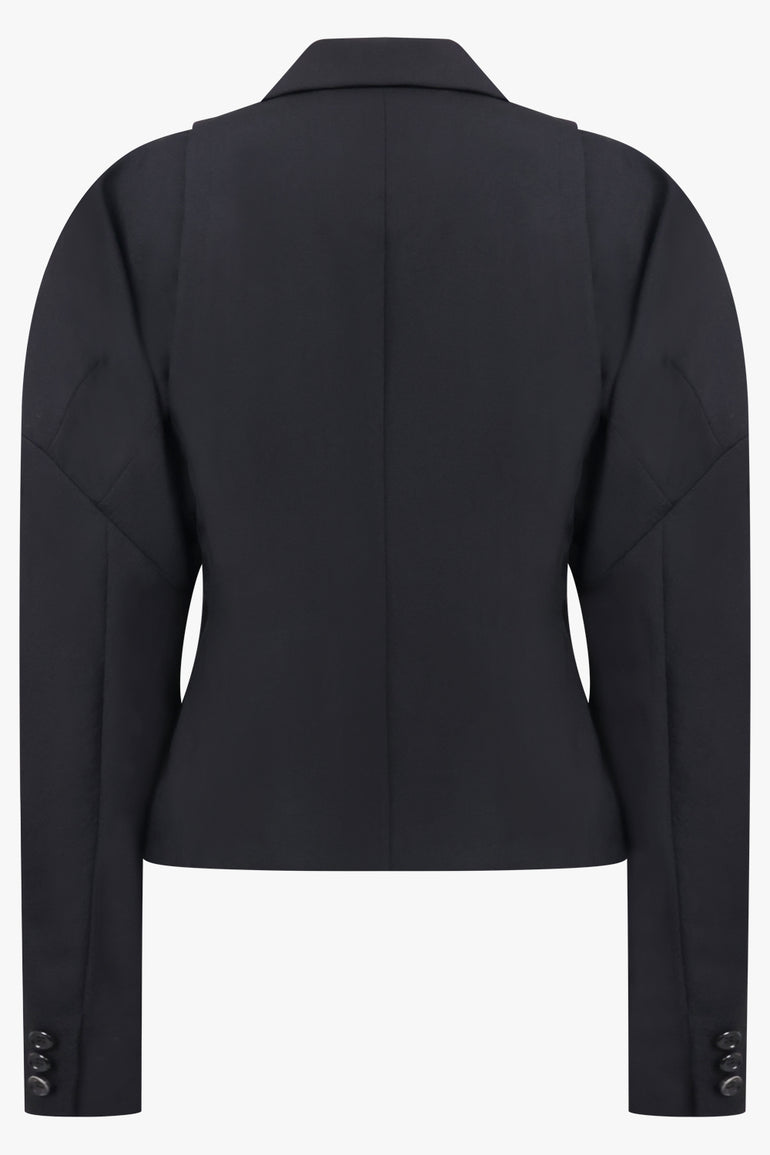 COMME DES GARCONS RTW Button Up Jacket With Drop Balloon Sleeve | Black