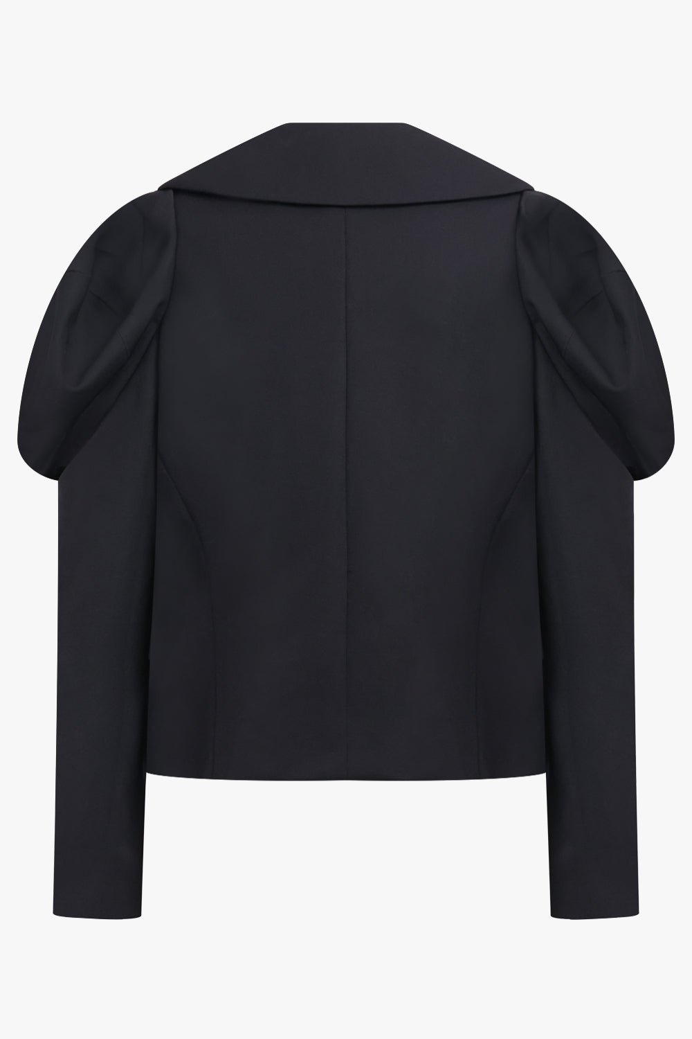 COMME DES GARCONS RTW Exaggerated Puff Sleeve Button Up Jacket With Wide Collar | Black