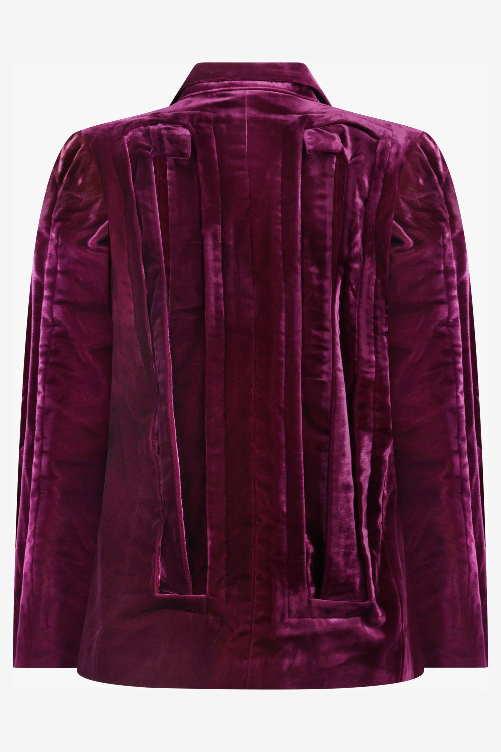COMME DES GARCONS RTW Single Breast Velvet Cut Out Panel Jacket | Purple