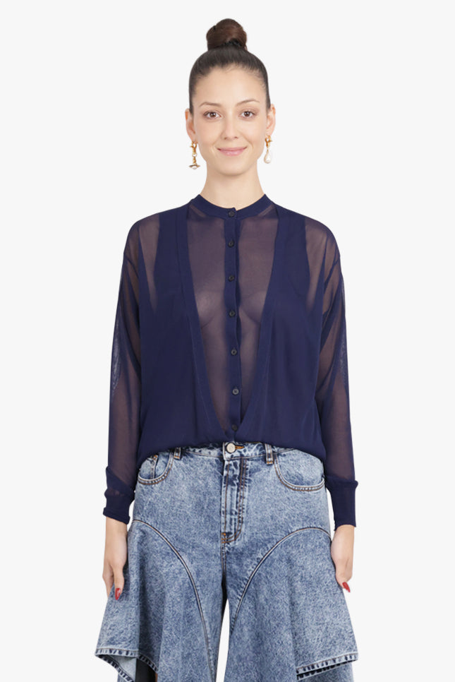 【&her 】Sheer Cardigan Set ネイビー×ライトブルー 美品 &her 】Sheer Cardigan Set ネイビー×ライトブルー 美品 Women's