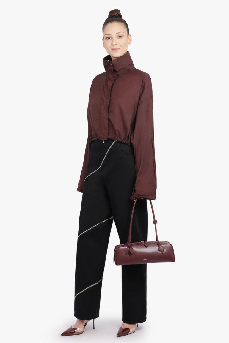 ALAIA RTW Lightweight Crop High Neck Parka Jacket | Aubergine