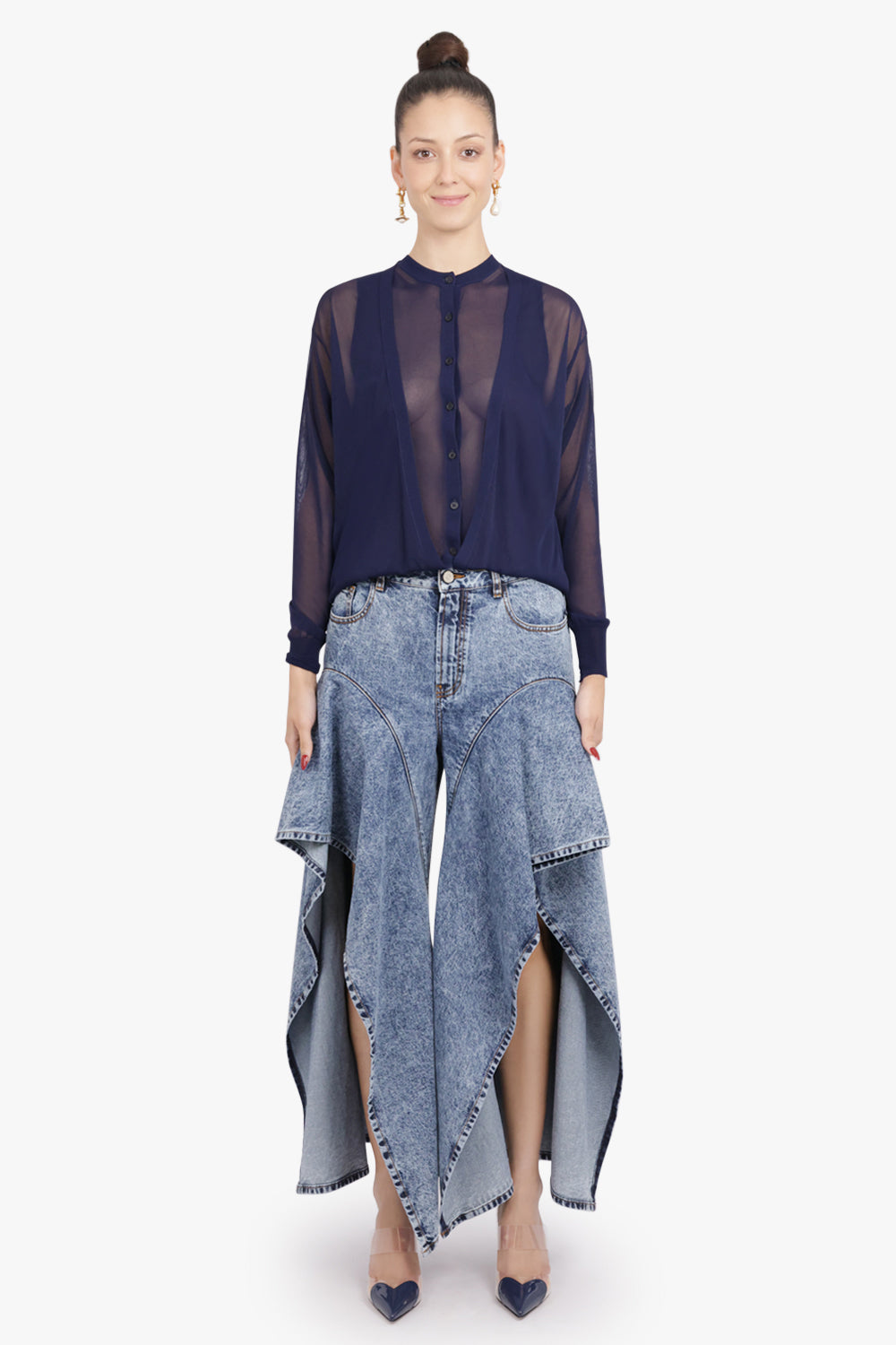 Folded L/S Sheer Cardigan | Midnight Blue – Parlour X