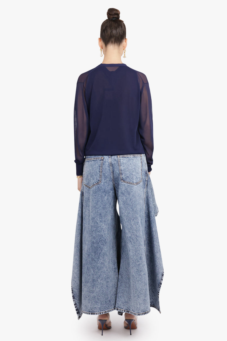 ALAIA RTW Folded L/S Sheer Cardigan | Midnight Blue