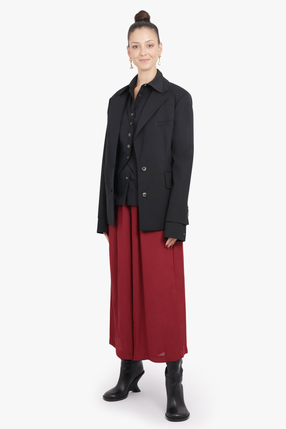 AWAKE MODE RTW 3 In 1 Structured Shoulder Single Breasted Jacket | Black