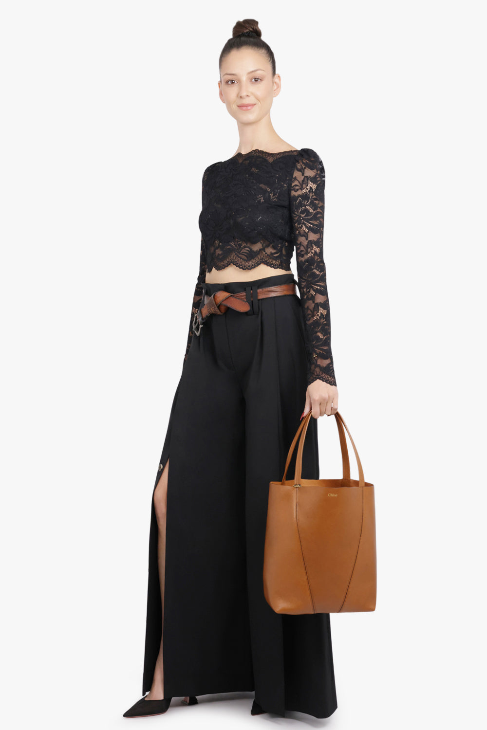 AWAKE MODE RTW High Side Split Pants with Button Closures | Black