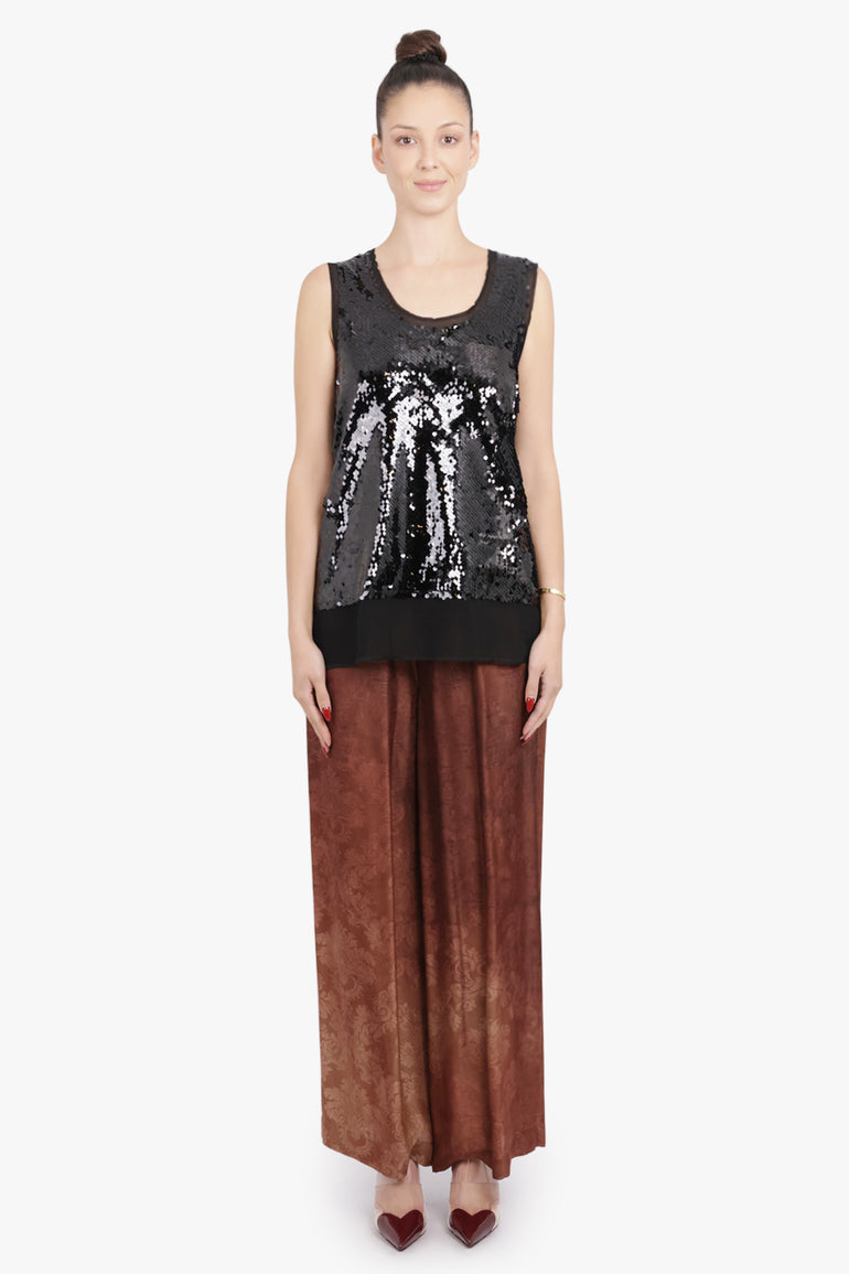 COMME DES GARCONS RTW Fishscale Sequin Overlay S/Less Top | Black