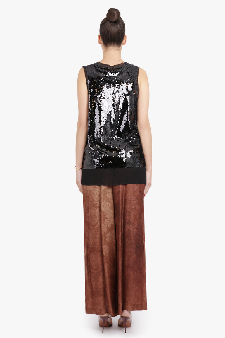 COMME DES GARCONS RTW Fishscale Sequin Overlay S/Less Top | Black