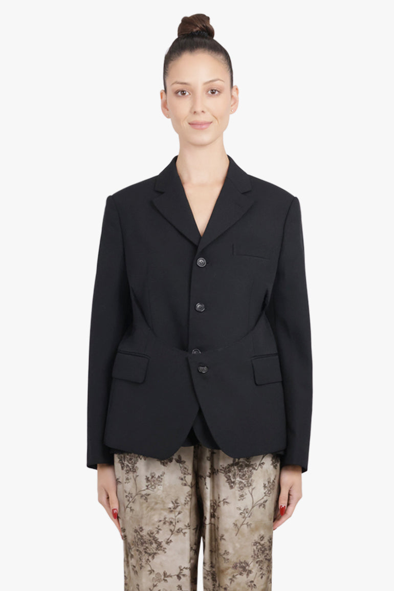 COMME DES GARCONS RTW Tailored Jacket With Rounded Slit Detail | Black