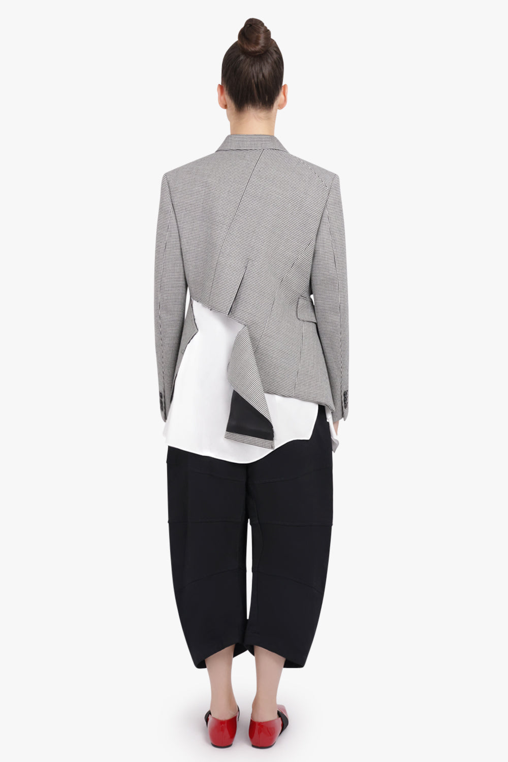 COMME DES GARCONS RTW Asymmetric Deconstruct Houndstooth Jacket | Black/ Ecru