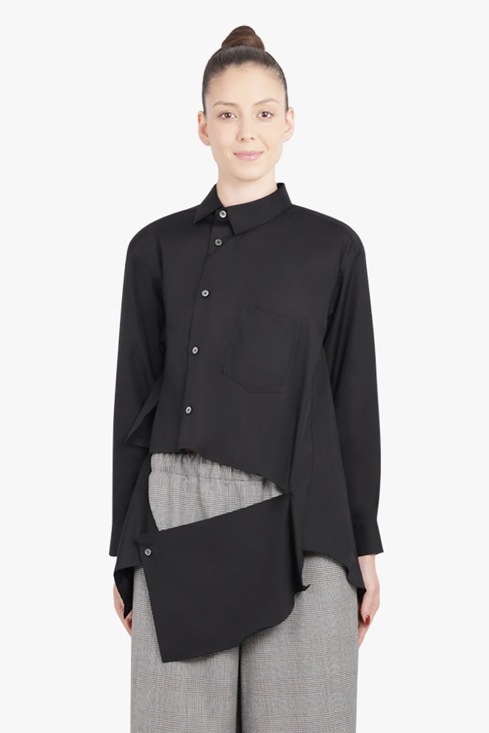 COMME DES GARCONS RTW Asymmetric Deconstruct L/S Shirt | Black