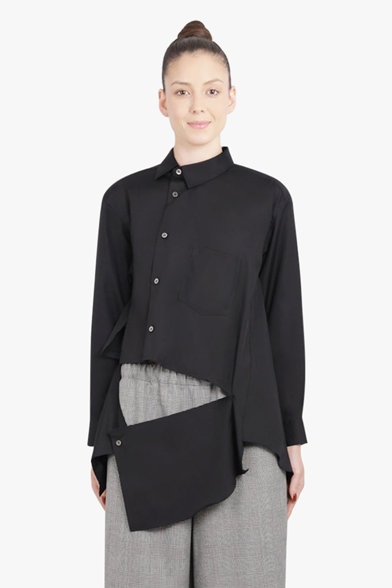 COMME DES GARCONS RTW Asymmetric Deconstruct L/S Shirt | Black