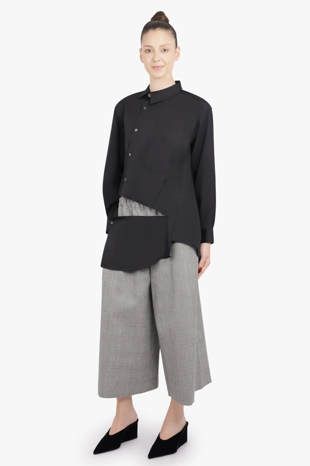 COMME DES GARCONS RTW Asymmetric Deconstruct L/S Shirt | Black