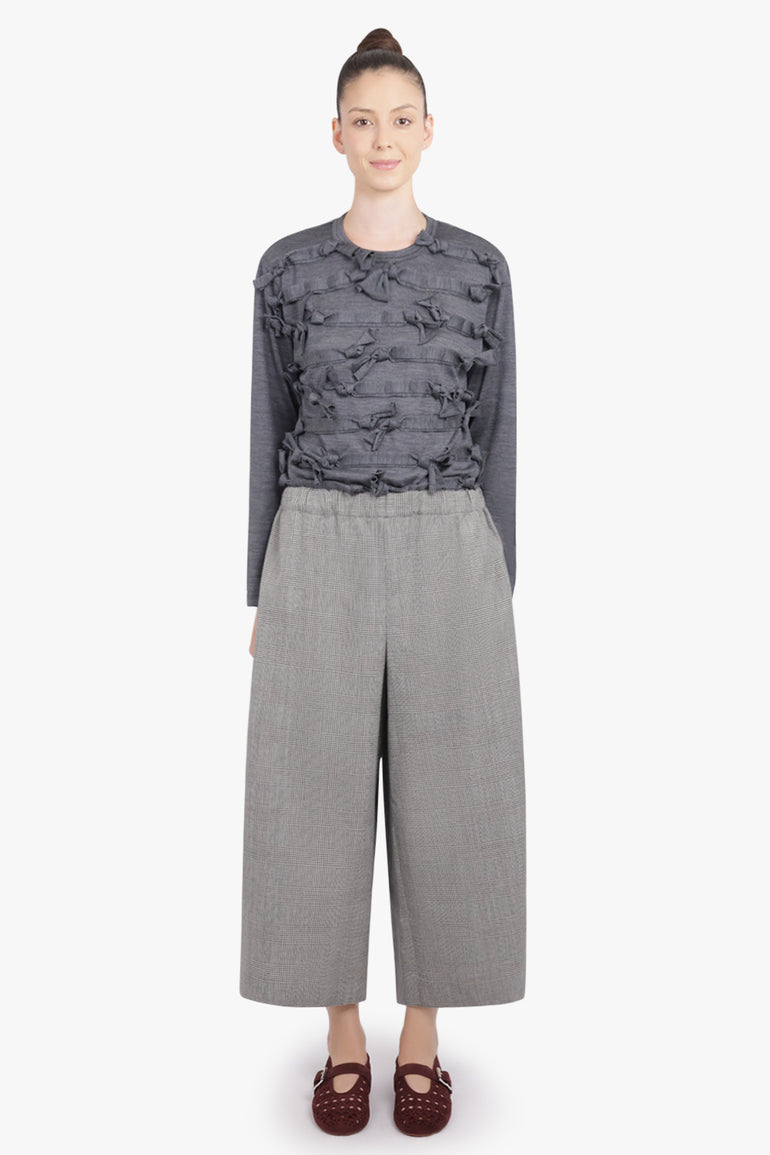 COMME DES GARCONS RTW Crew Neck L\S  Top with Knot Ribbon Detail | Grey
