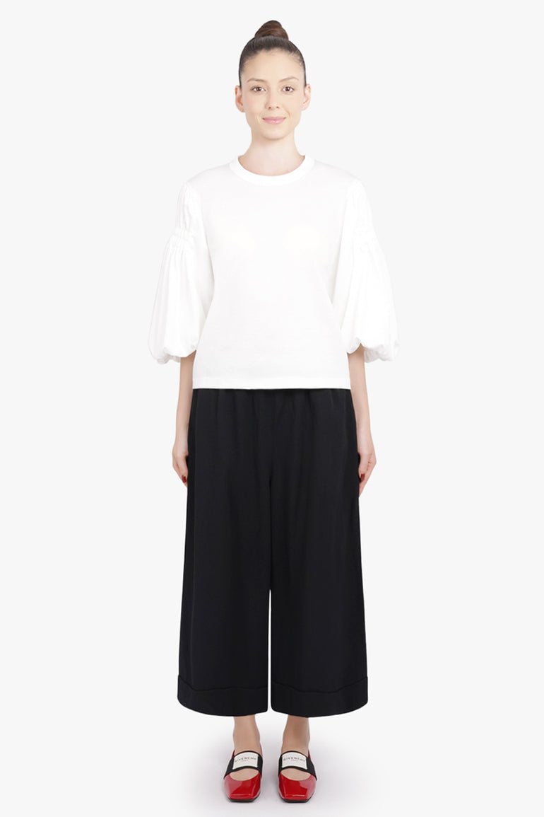 COMME DES GARCONS RTW Elastic Waist Wide Leg Crop Pant | Black