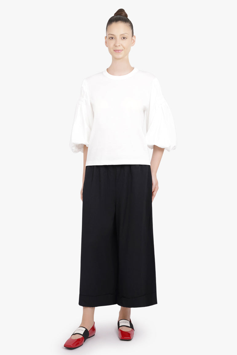 NOIR KEI NINOMIYA RTW Exaggerated Puff 3/4 Sleeve Top | White