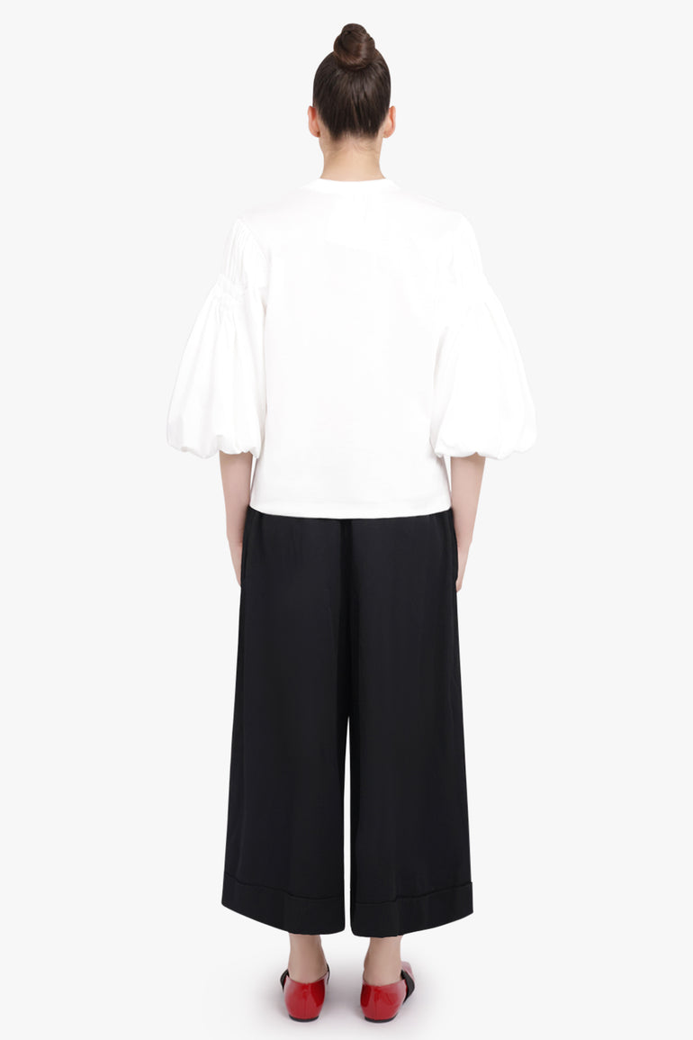NOIR KEI NINOMIYA RTW Exaggerated Puff 3/4 Sleeve Top | White