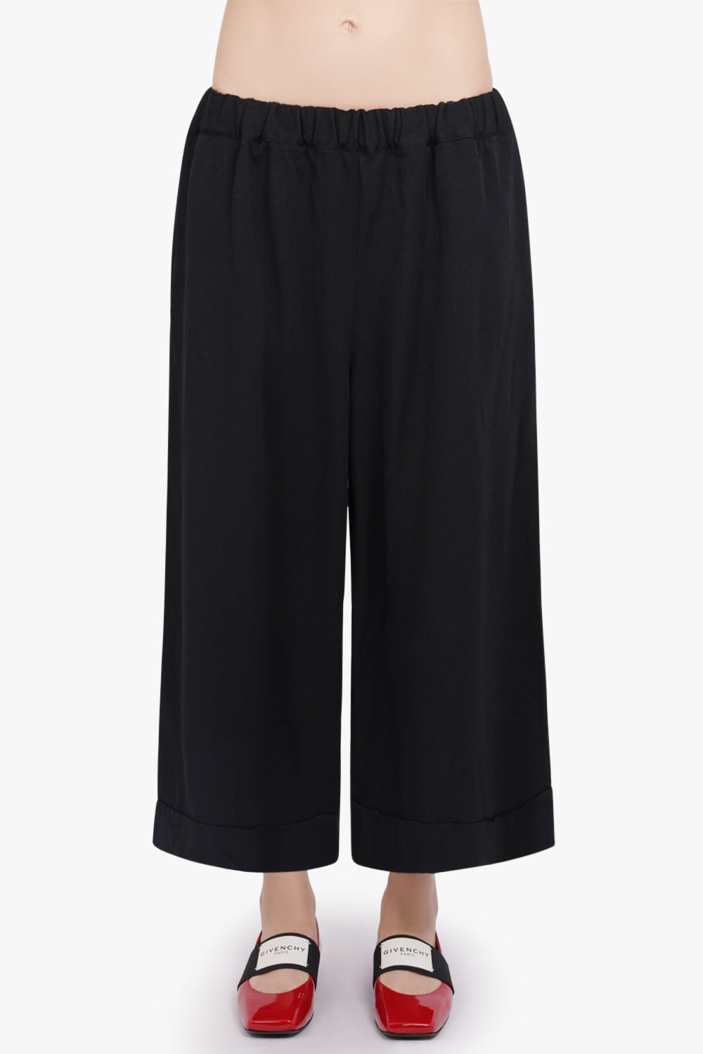 COMME DES GARCONS RTW Elastic Waist Wide Leg Crop Pant | Black
