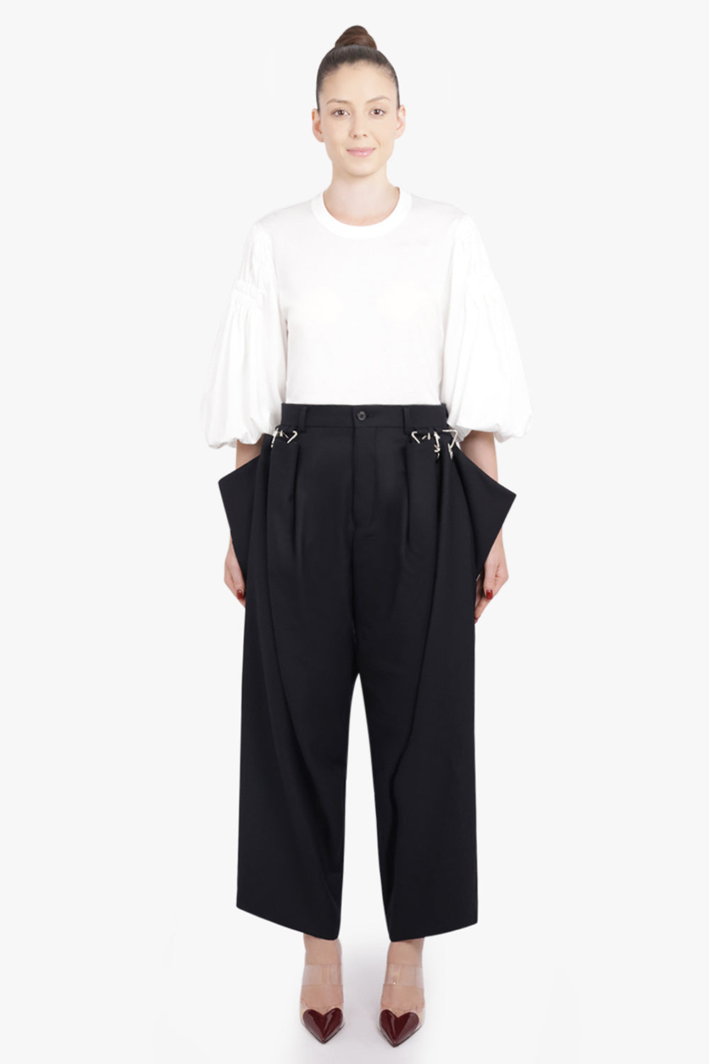 NOIR KEI NINOMIYA RTW Tapered Pant With Eyelet Detail | Black