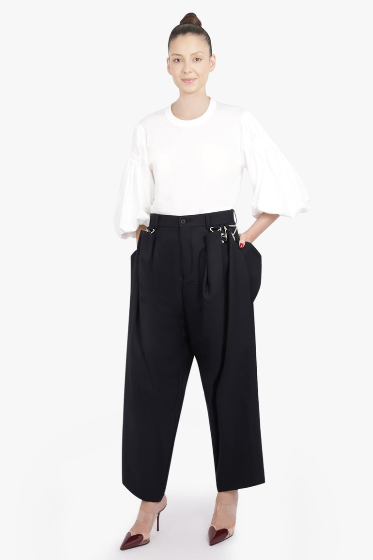 NOIR KEI NINOMIYA RTW Tapered Pant With Eyelet Detail | Black