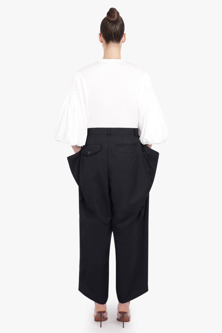 NOIR KEI NINOMIYA RTW Tapered Pant With Eyelet Detail | Black
