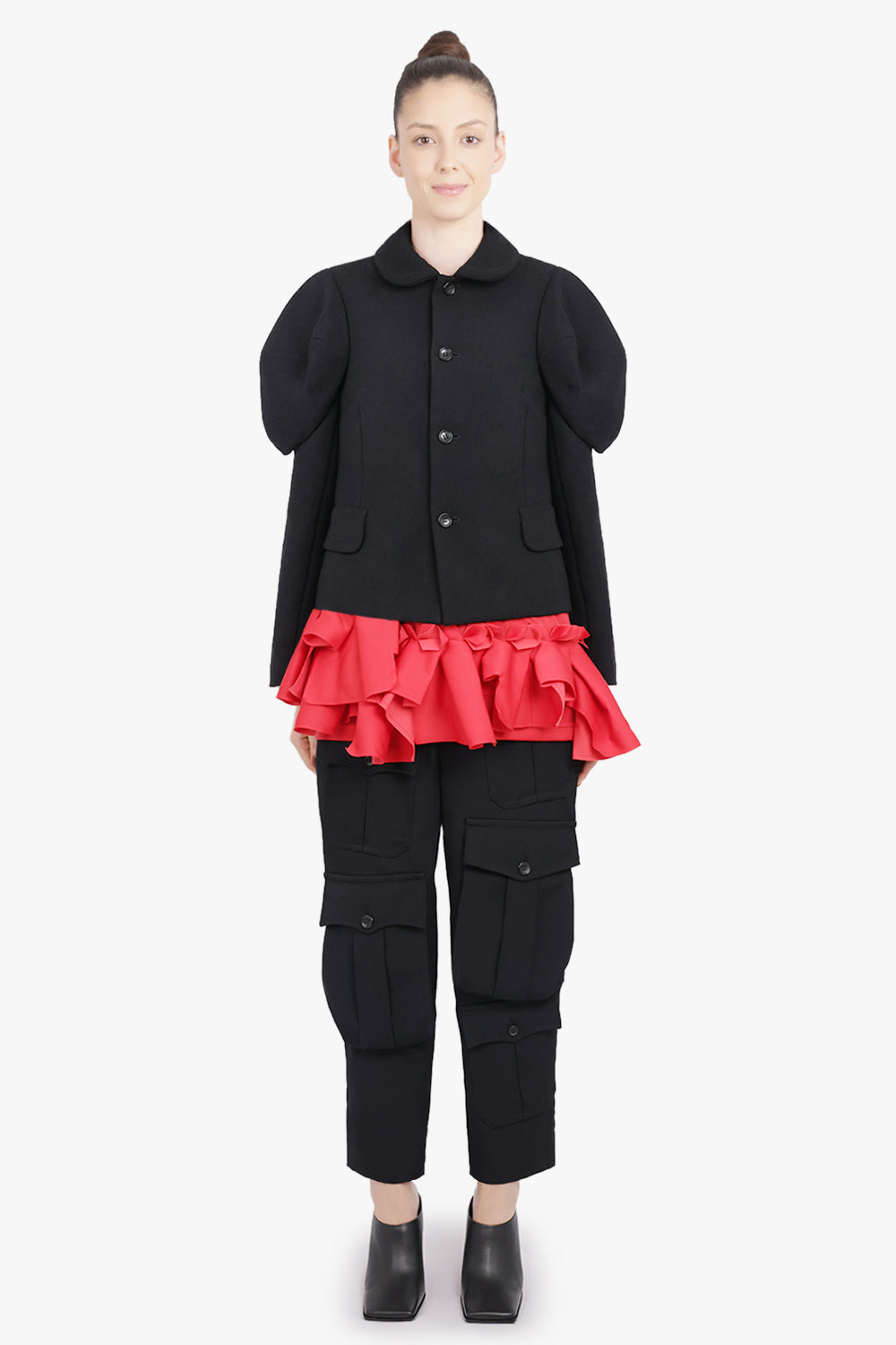 COMME DES GARCONS RTW Exaggerated Puff Sleeve Button Up Jacket | Black