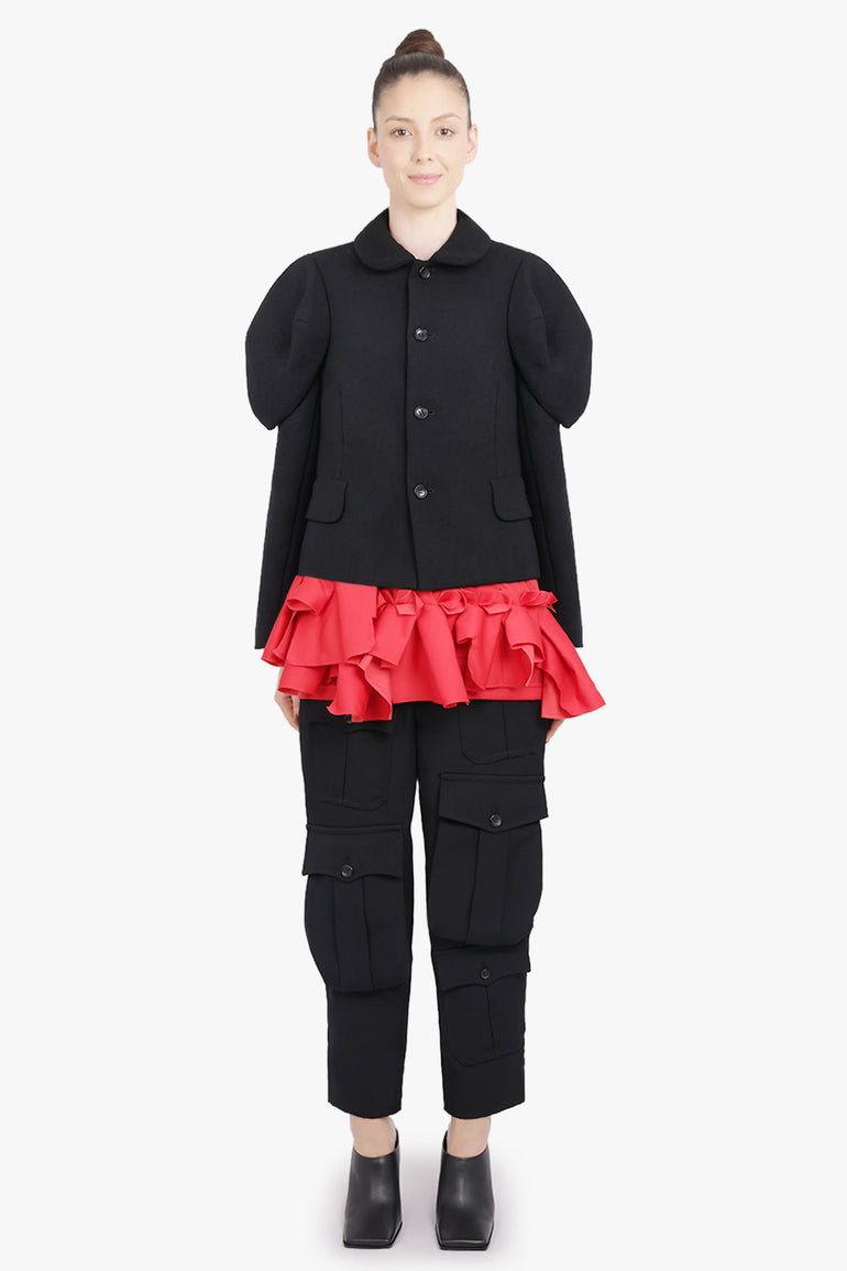 COMME DES GARCONS RTW Exaggerated Puff Sleeve Button Up Jacket | Black