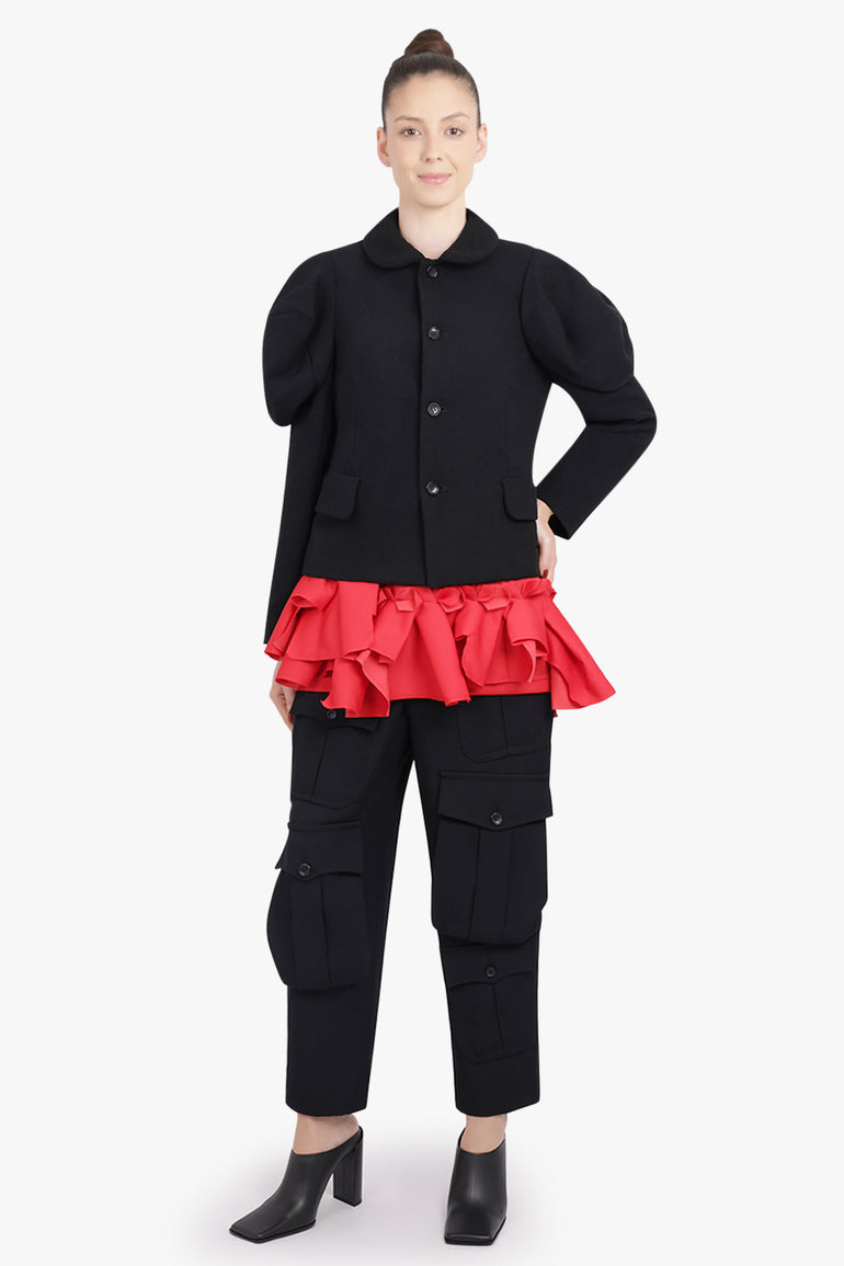 COMME DES GARCONS RTW Exaggerated Puff Sleeve Button Up Jacket | Black