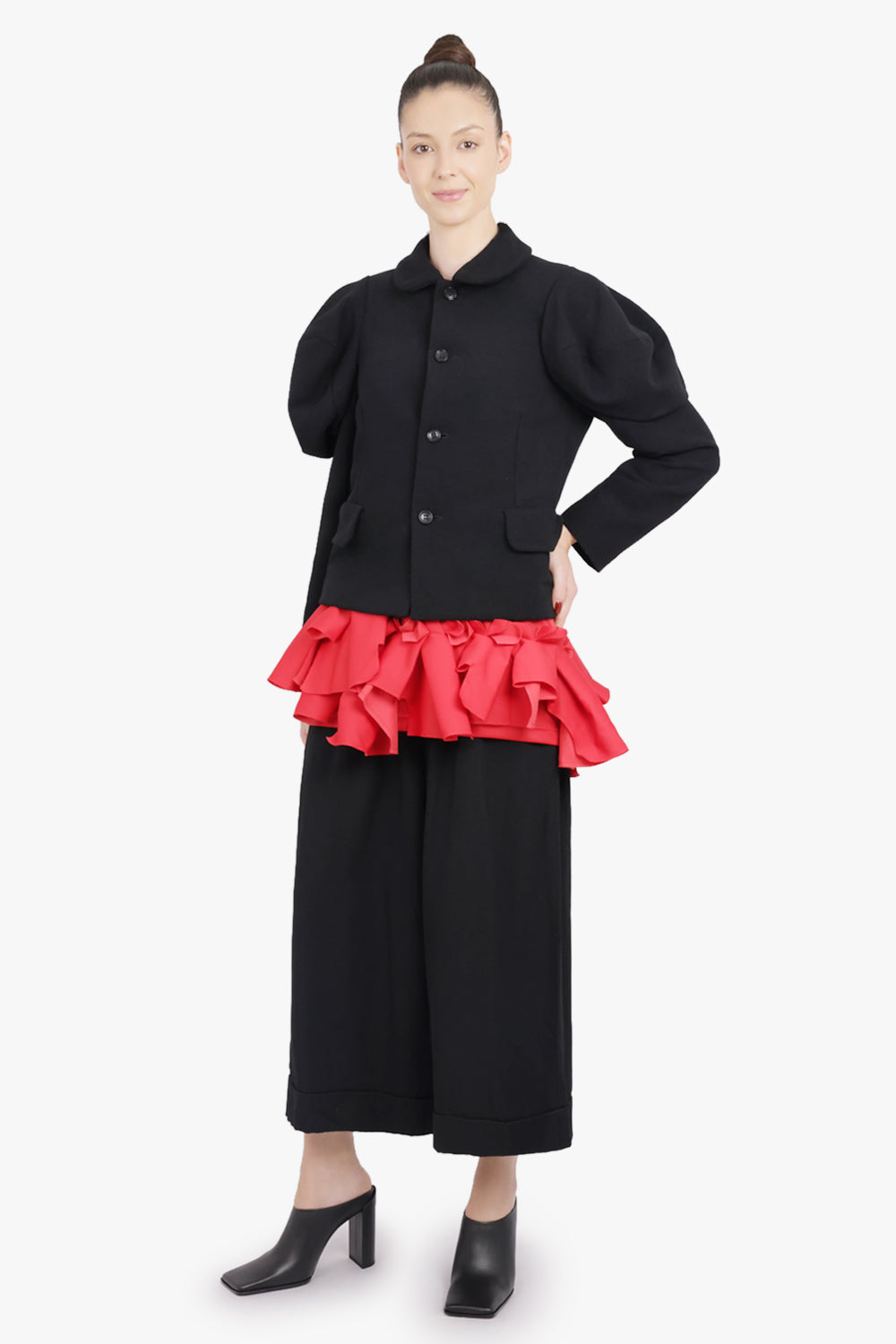 COMME DES GARCONS RTW Exaggerated Puff Sleeve Button Up Jacket | Black