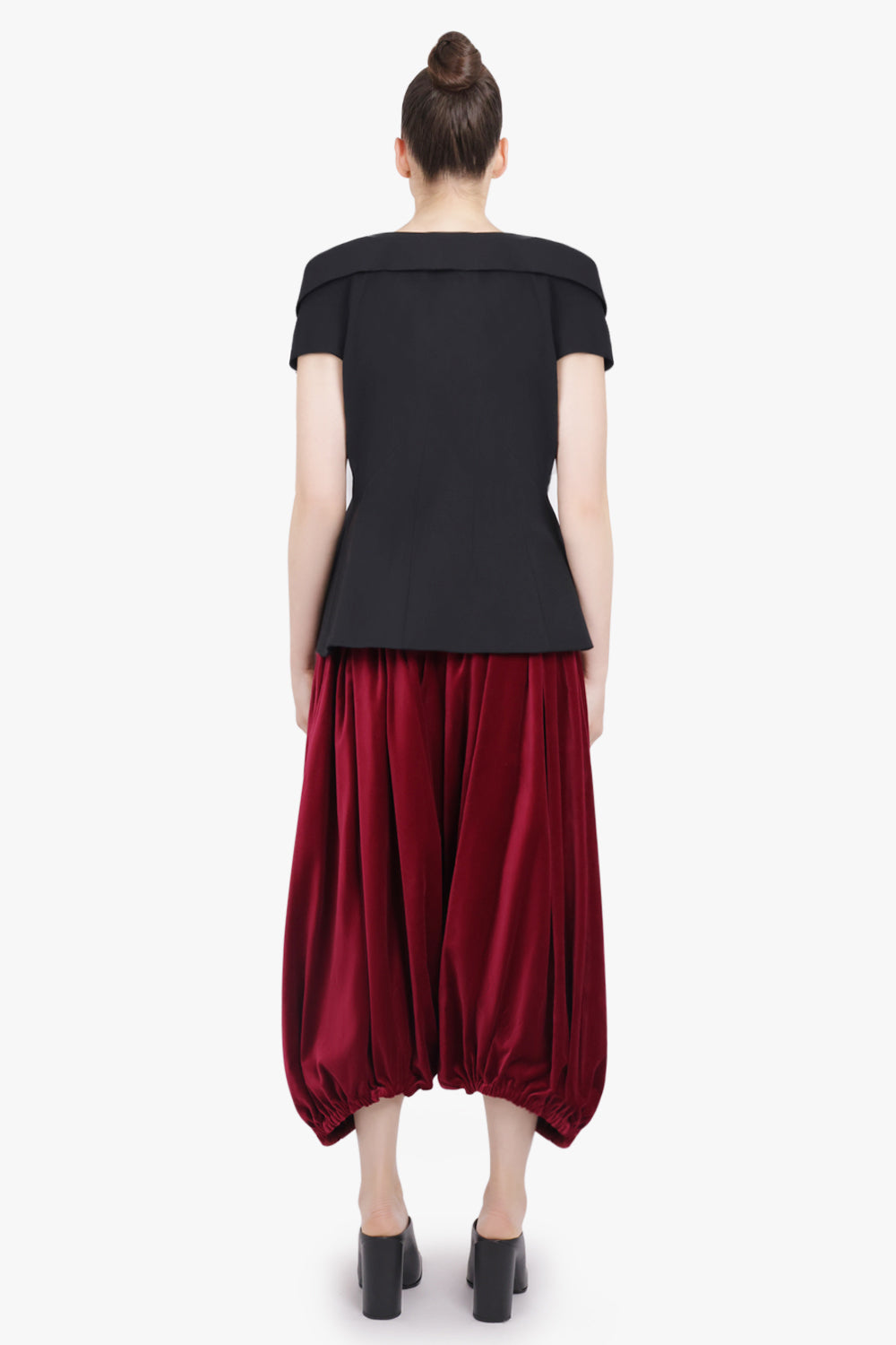 NOIR KEI NINOMIYA RTW Off Shoulder Tailored Peplum Vest | Black