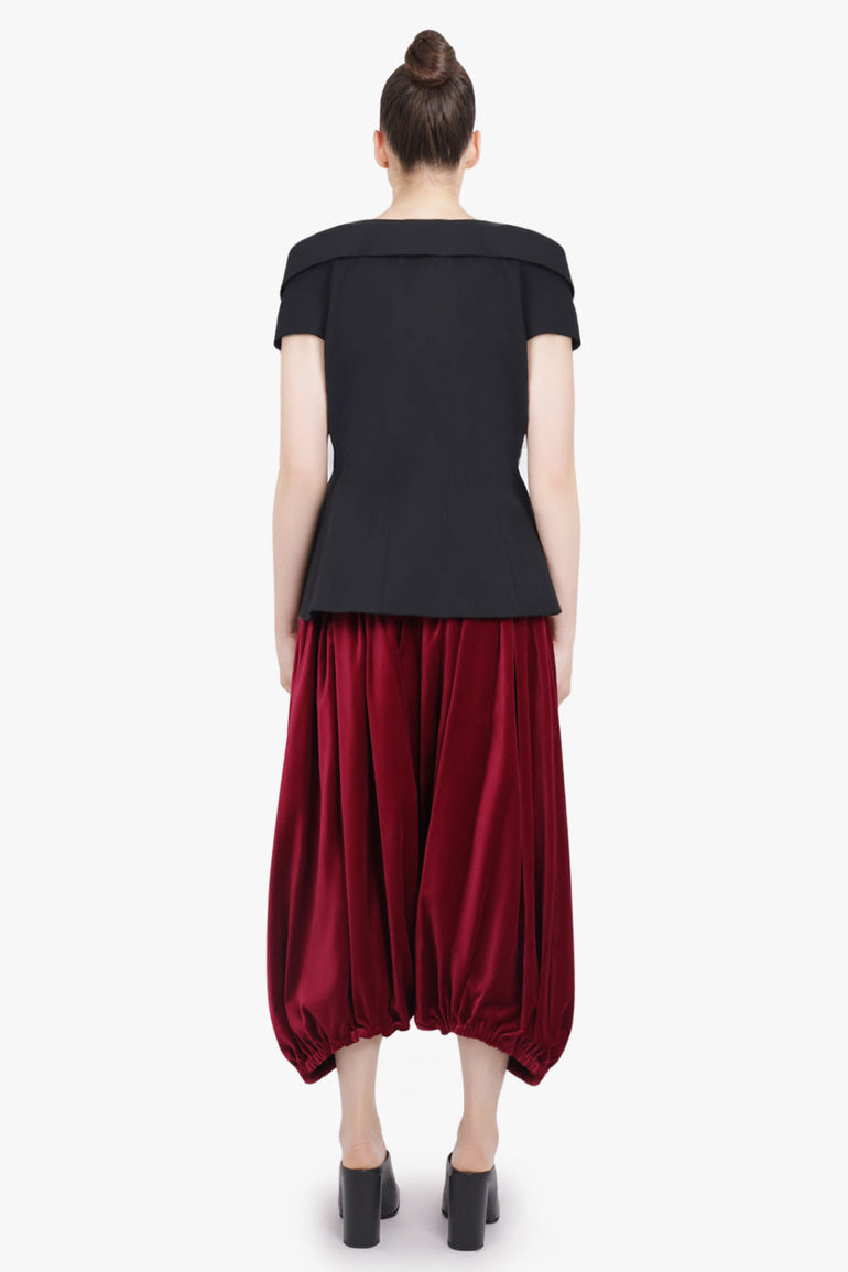 NOIR KEI NINOMIYA RTW Off Shoulder Tailored Peplum Vest | Black