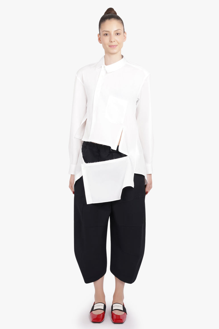 COMME DES GARCONS RTW Asymmetric Deconstruct L/S Shirt | White